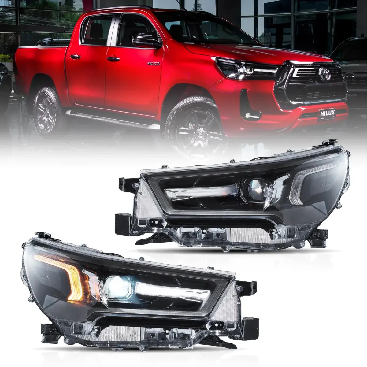 Bi-Led Headlights Assembly Black For 2021-2024 Toyota Hilux 1