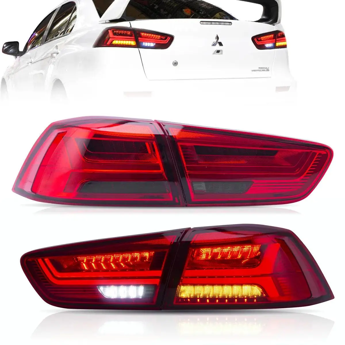 Led Tail Light Assembly With Sequential Turn Signal For 2008-2017 Mitsubishi Lancer & Evo X 2