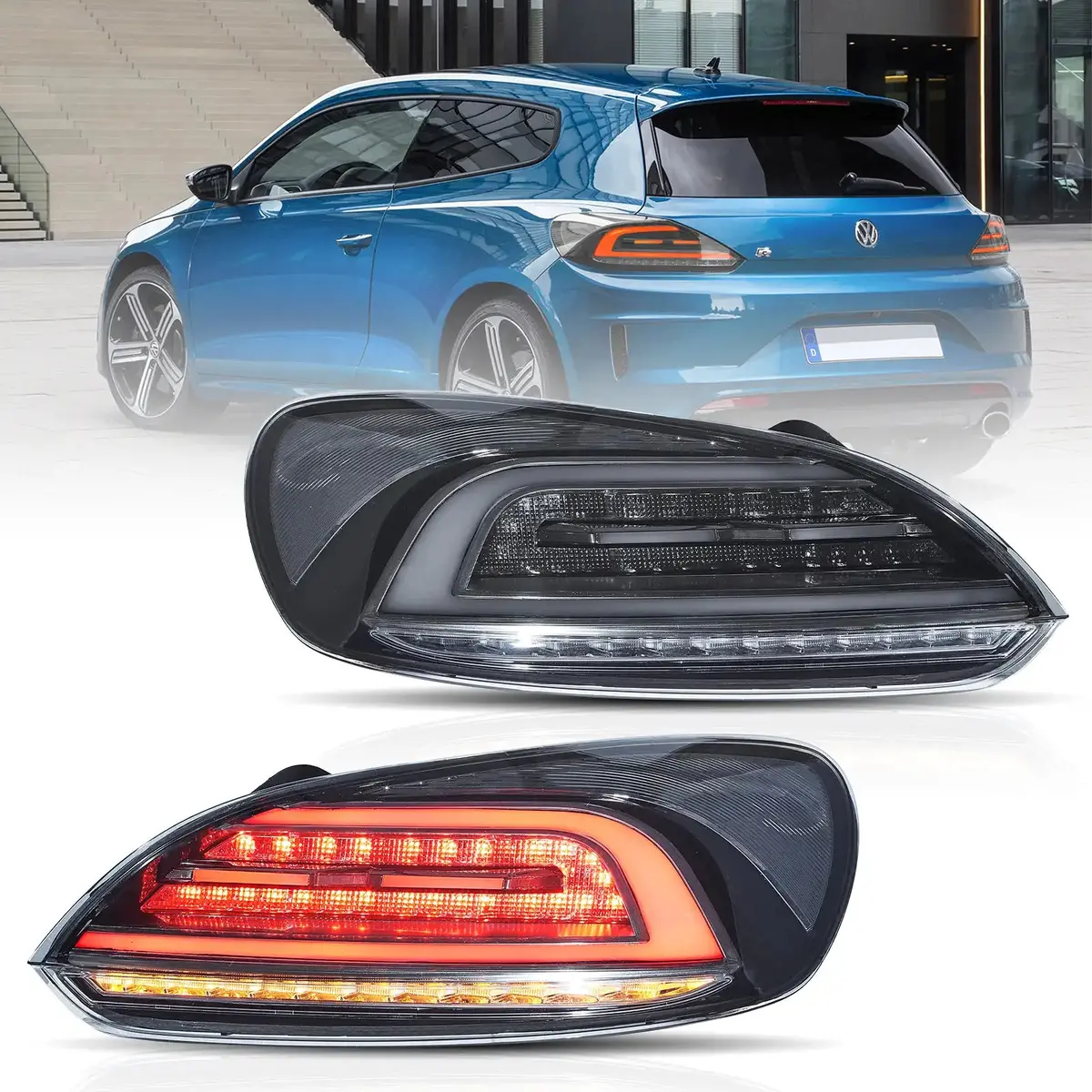 Led Tail Light Assembly W/Amber Sequential Turn Signals For 2009-2014 Volkswagen Scirocco 1