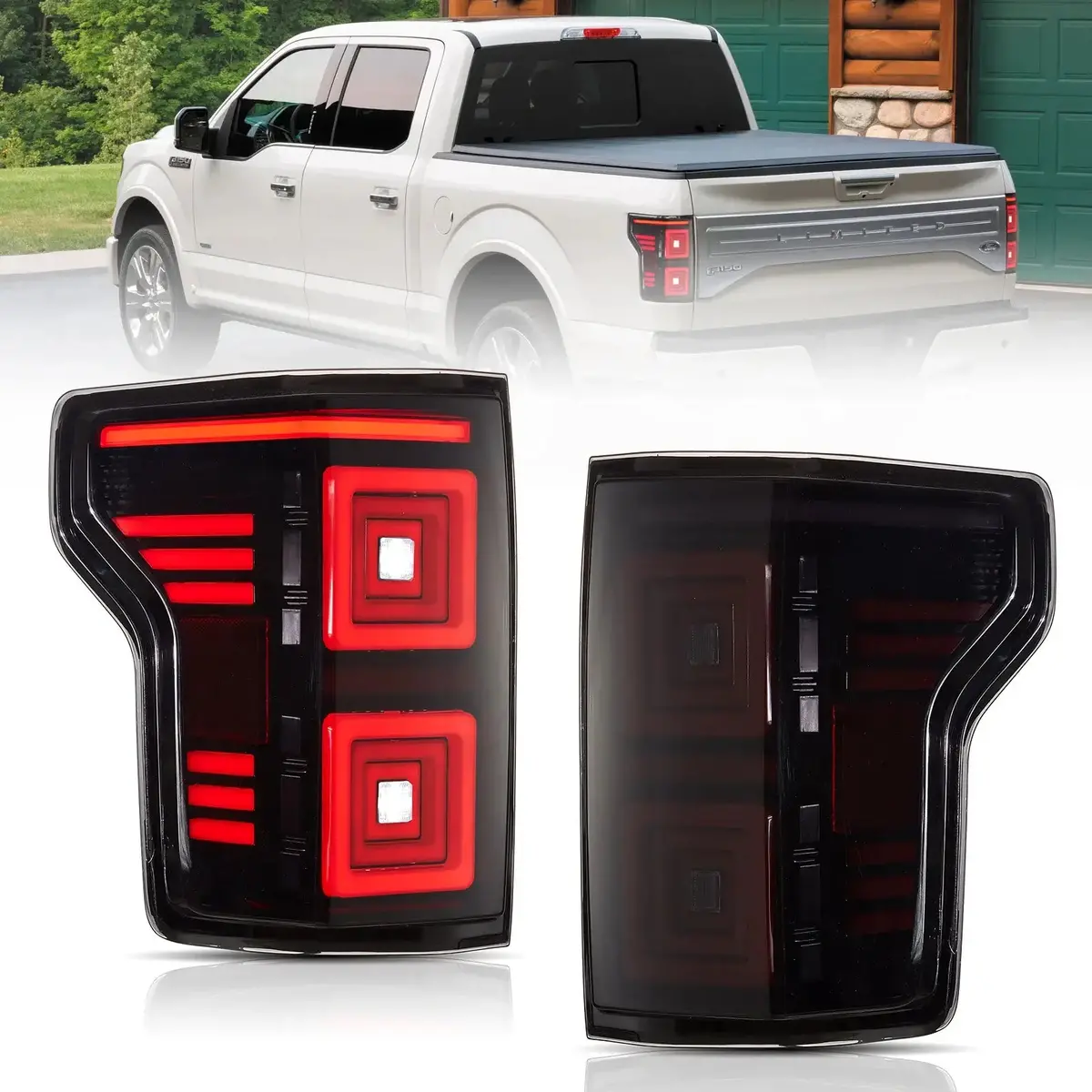 Led Ugprade Tail Lights Assembly With Red Sequential Turn Signal Smoked For 2015-2019 Ford F150 13Th Gen (P552) 1