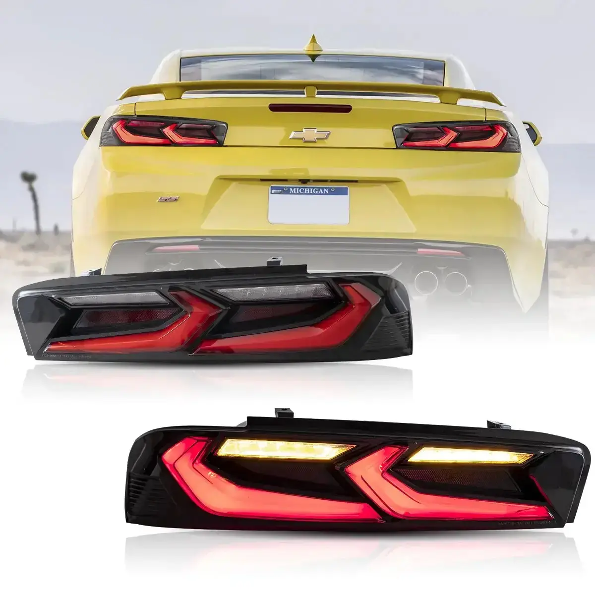 Led Tail Lights Assembly With Sequential Turn Signal With Reverse Lights For 2016-2018 Chevrolet Camaro (Fit For American Models) 1