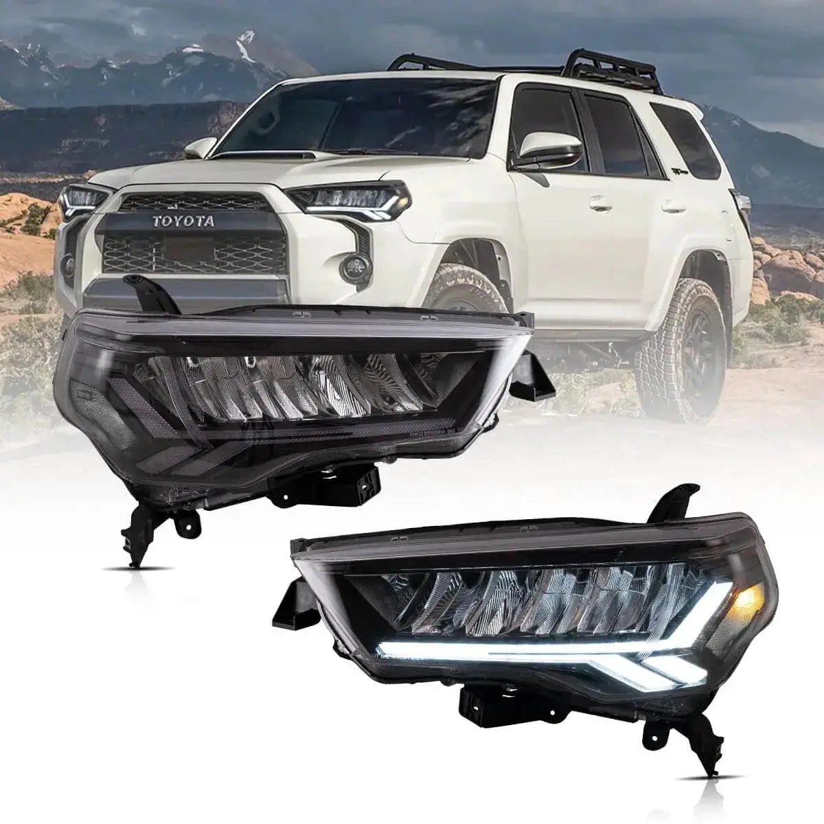 Led Headlight Assembly Reflection Bowl Chrome For 2014-2022 Toyota 4Runner 5Th Gen (N280） 1