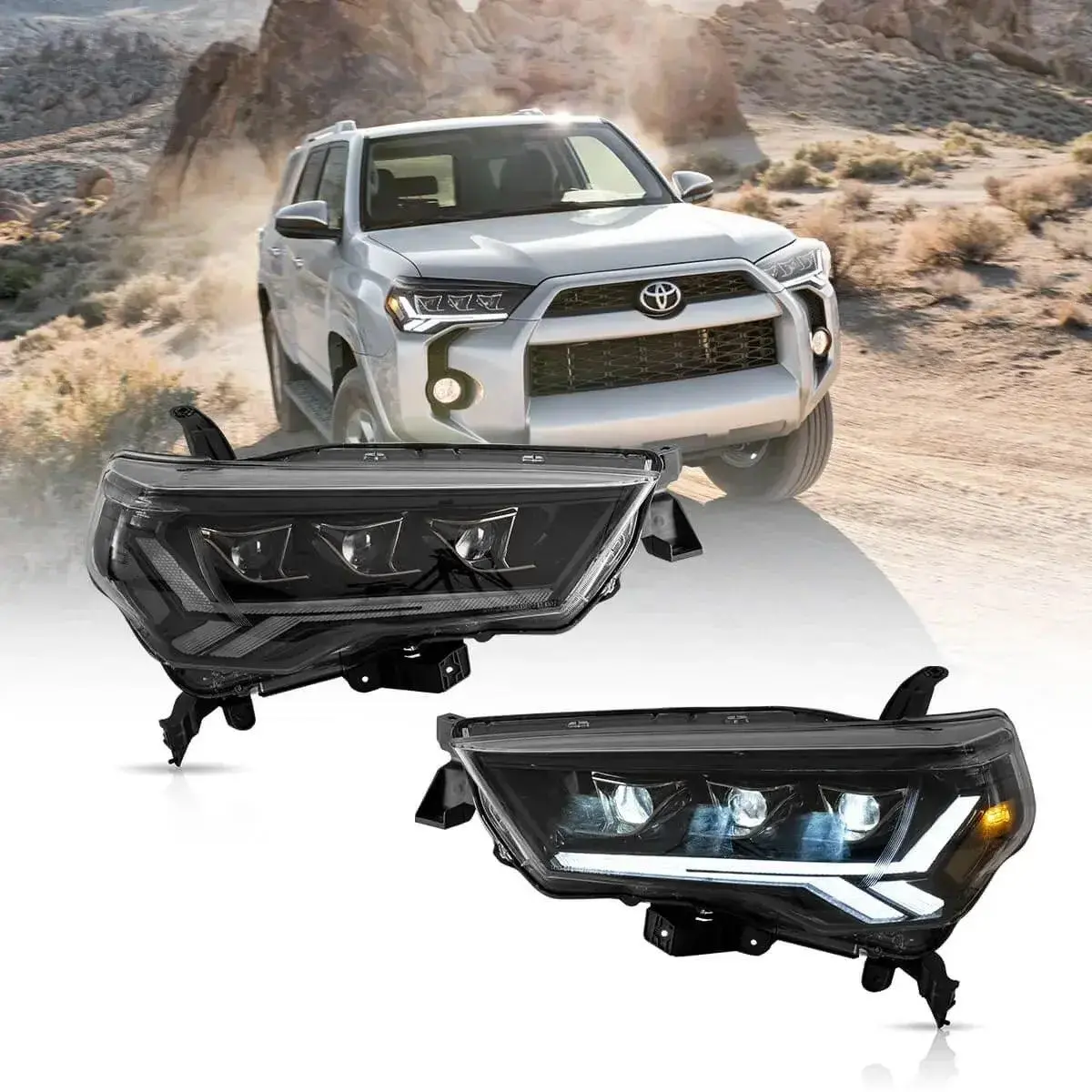 Led Headlight Assembly Matrix Projector Black For 2014-2022 Toyota 4Runner 5Th Gen (N280) 1