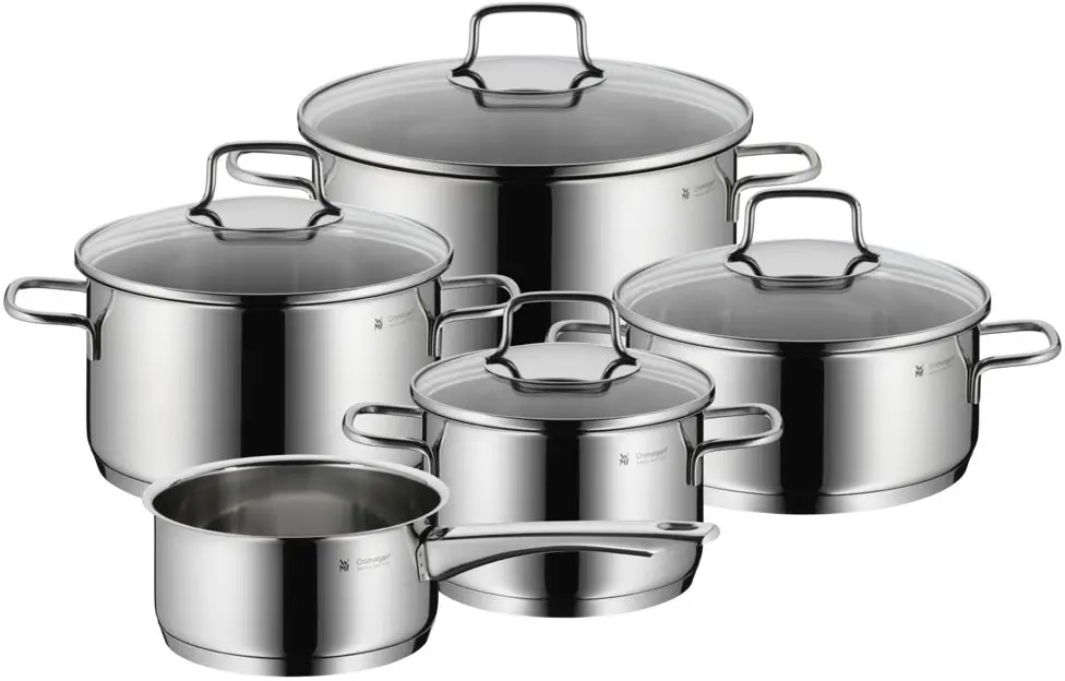 Wmf Pannenset Astoria - 5 Delig - Kookpan Ø 16, 20, 24 En 28 Cm En Steelpan Ø 14 Cm 1