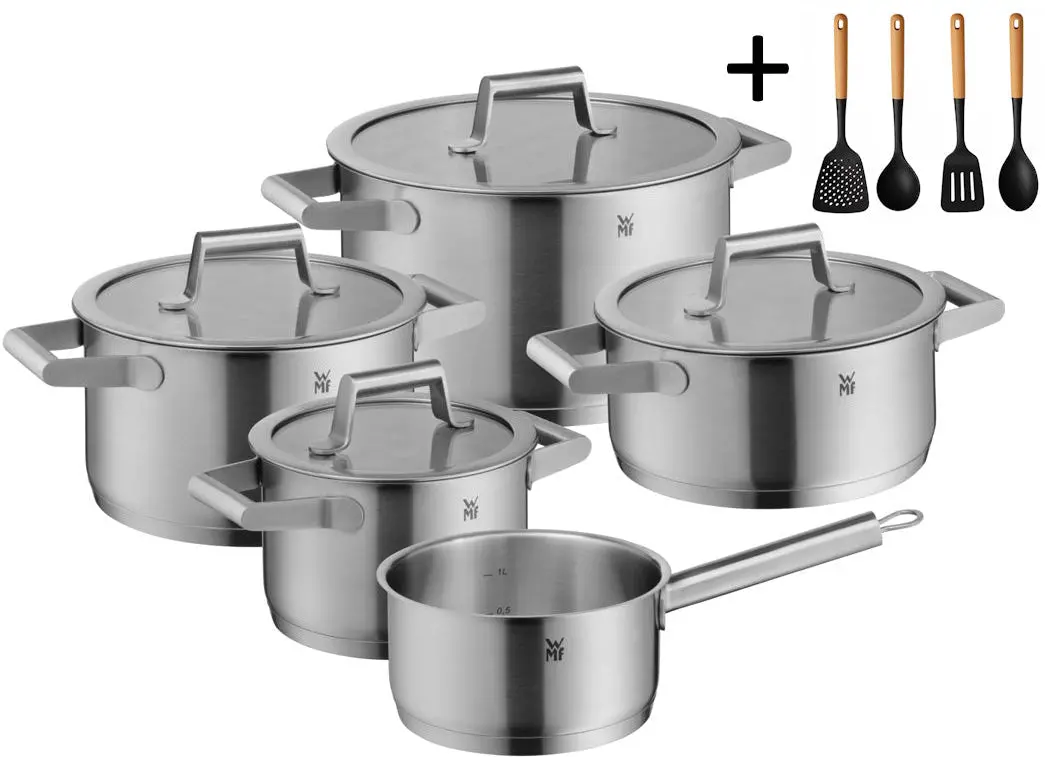 Wmf Pannenset Comfort Line 5-Delig Inclusief Gratis Cookinglife Kookgerei Set - Kookpan Ø 16, 20, 20 En 24 Cm En Steelpan Ø 16 Cm 1