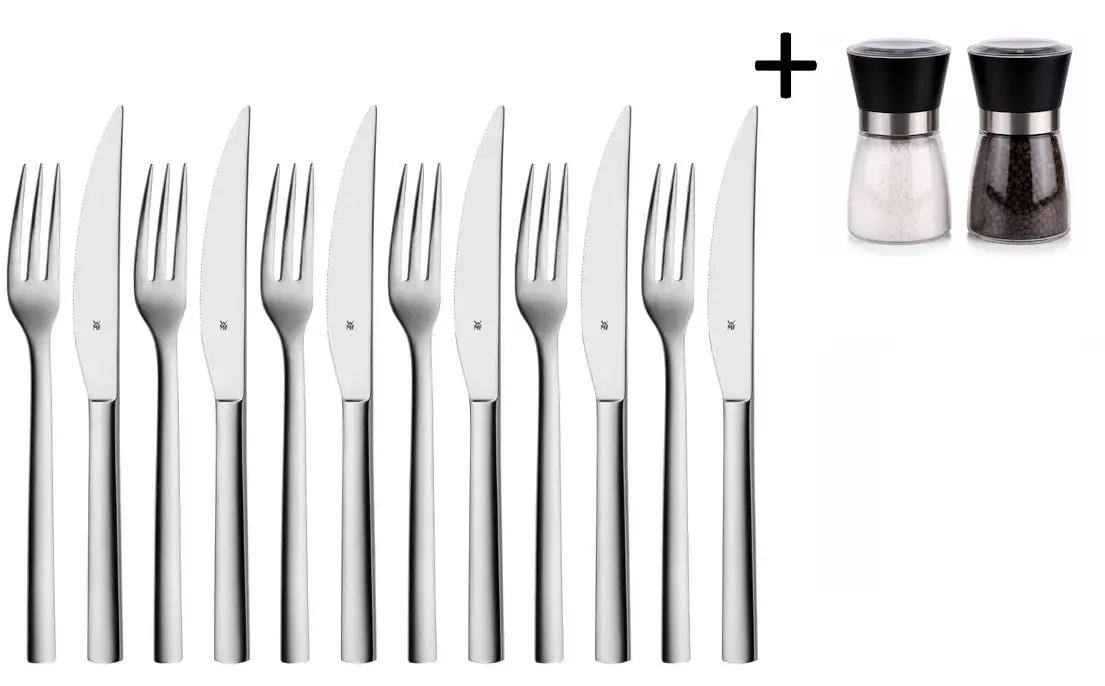 Wmf Steakbestek Nuova 12-Delig - Inclusief Gratis Cookinglife Peper- En Zoutmolenset 1