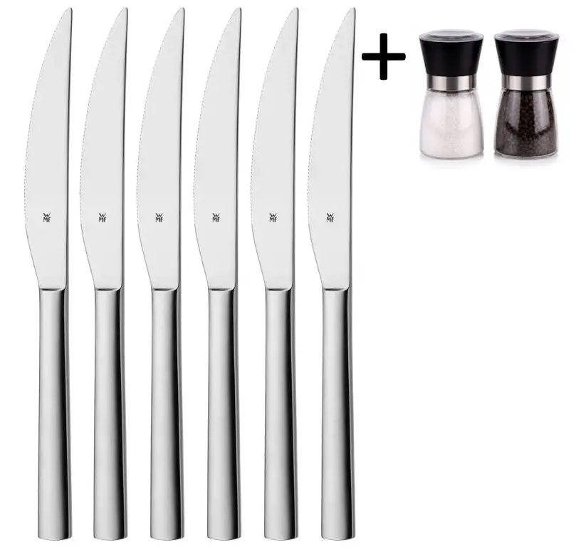 Wmf Steakmessen Nuova - 6 Stuks - Inclusief Gratis Cookinglife Peper- En Zoutmolenset 1