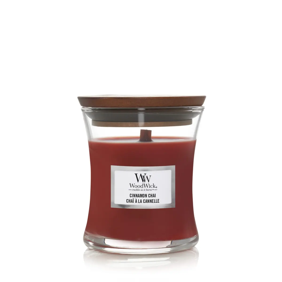 Woodwick Geurkaars Mini Cinnamon Chai - 8 Cm / Ø 7 Cm - Geurkaars In Glas - Houten Lont 1