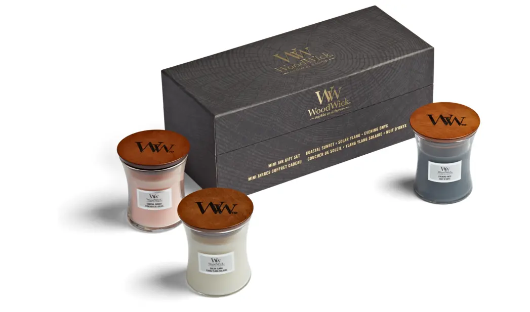 Woodwick Giftset Geurkaars Mini Floral - 3 Stuks - Geurkaars In Glas - Houten Lont 1