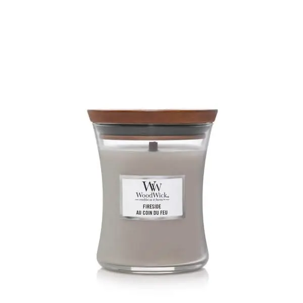 Woodwick Geurkaars Mini Fireside - 8 Cm / Ø 7 Cm - Geurkaars In Glas - Houten Lont 1