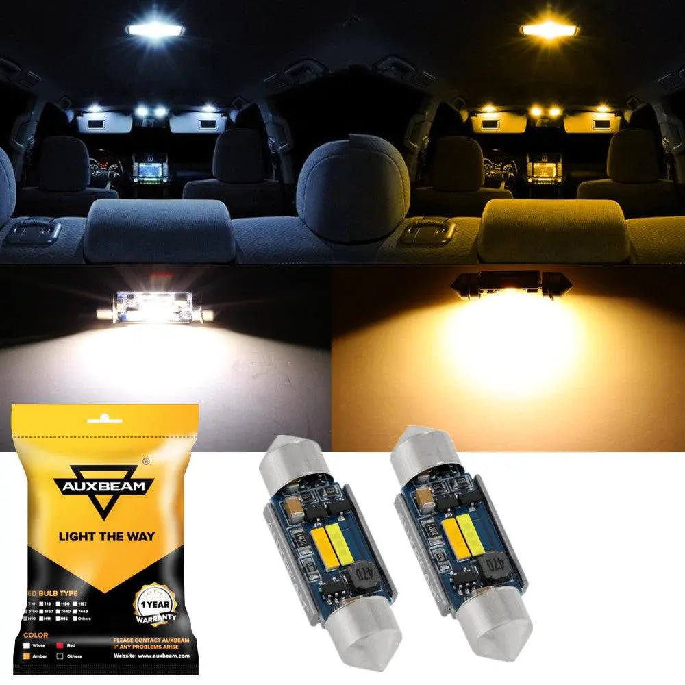 🆕(2Pcs/Set) Dual Color Switchback 36Mm De3174 3425 6461 11005 12854 1.42" 1860Csp 6500K Cool White& 5000K Natural White Led Festoon Canbus For Interior Dome Map License Plate Bulbs 1