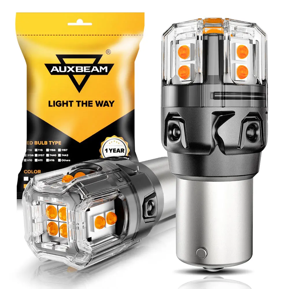🆕1156 Ba15s Led Turn Signal Light Rear/Front, Side Maker Light Bulbs 13W 500% High Brightness Can-Bus Error Free 3000K Amber B52 Series | 2 Bulbs 1