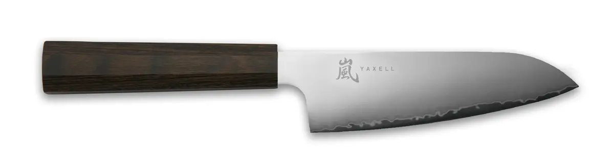 Yaxell Santokumes Hana 12.5 Cm - 3 Laags Rvs - Donkerbruin Pakkahouten Heft 1