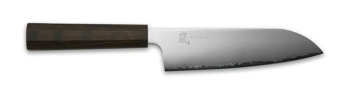 Yaxell Santokumes Hana 16.5 Cm - 3 Laags Rvs - Donkerbruin Pakkahouten Heft 1