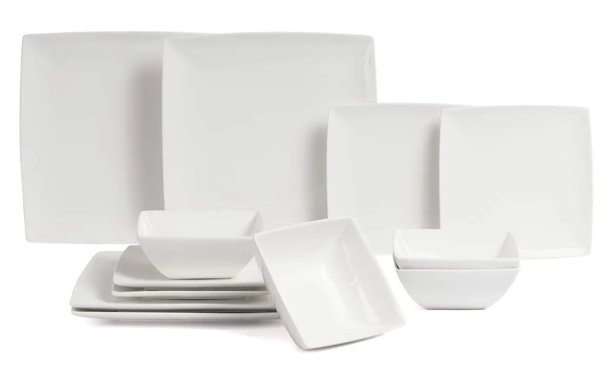 Bonbistro Serviesset Yong Squito - Wit 12-Delig / 4 Personen - 4 Dinerborden, 4 Ontbijtborden En 4 Kommen 1