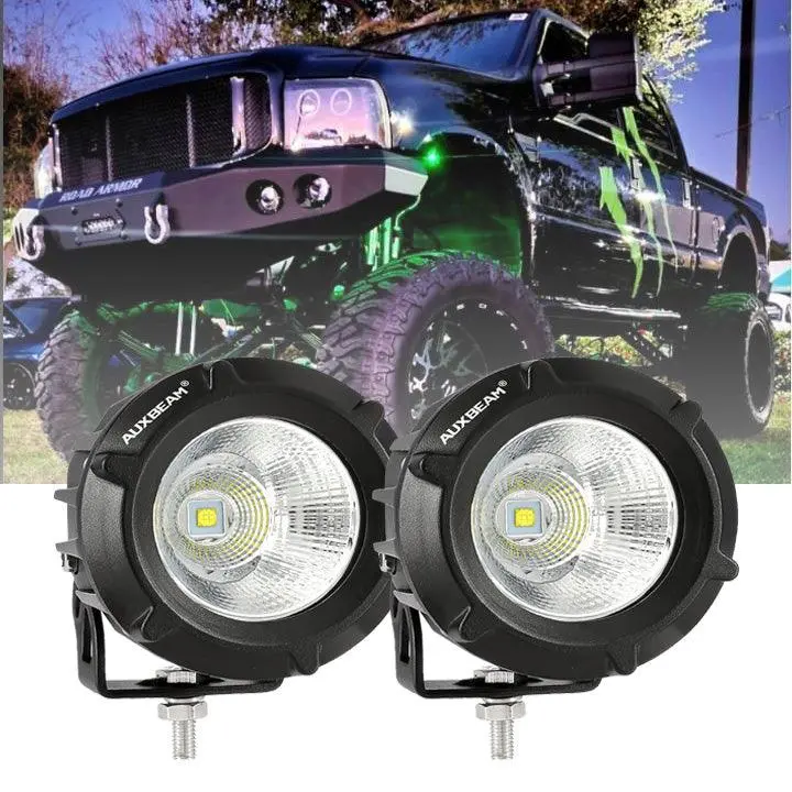 3.5 Inch 50W Round/Square Led Driving Lights Combo White/Yellow With Wiring Harness For 2000 Ford F250 1