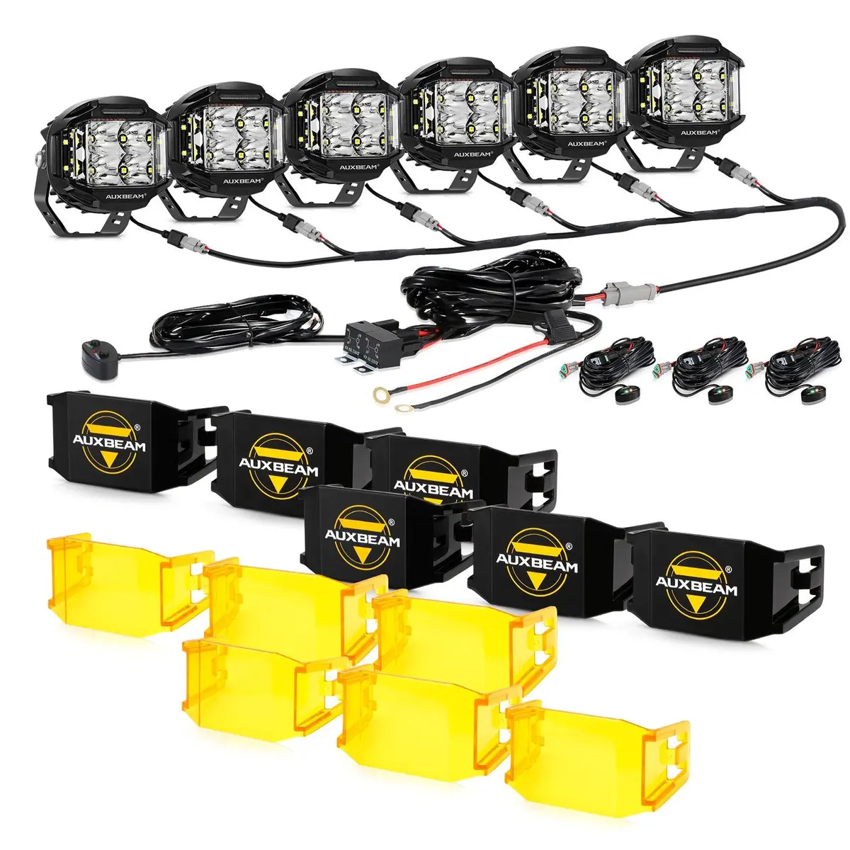 V-Max Series 6Pcs Side Shooter Pod Lights With Power Harness 4
