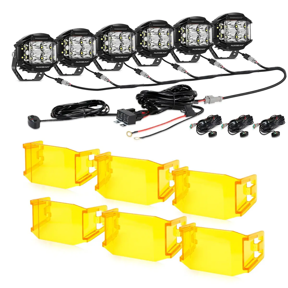 V-Max Series 6Pcs Side Shooter Pod Lights With Power Harness 3
