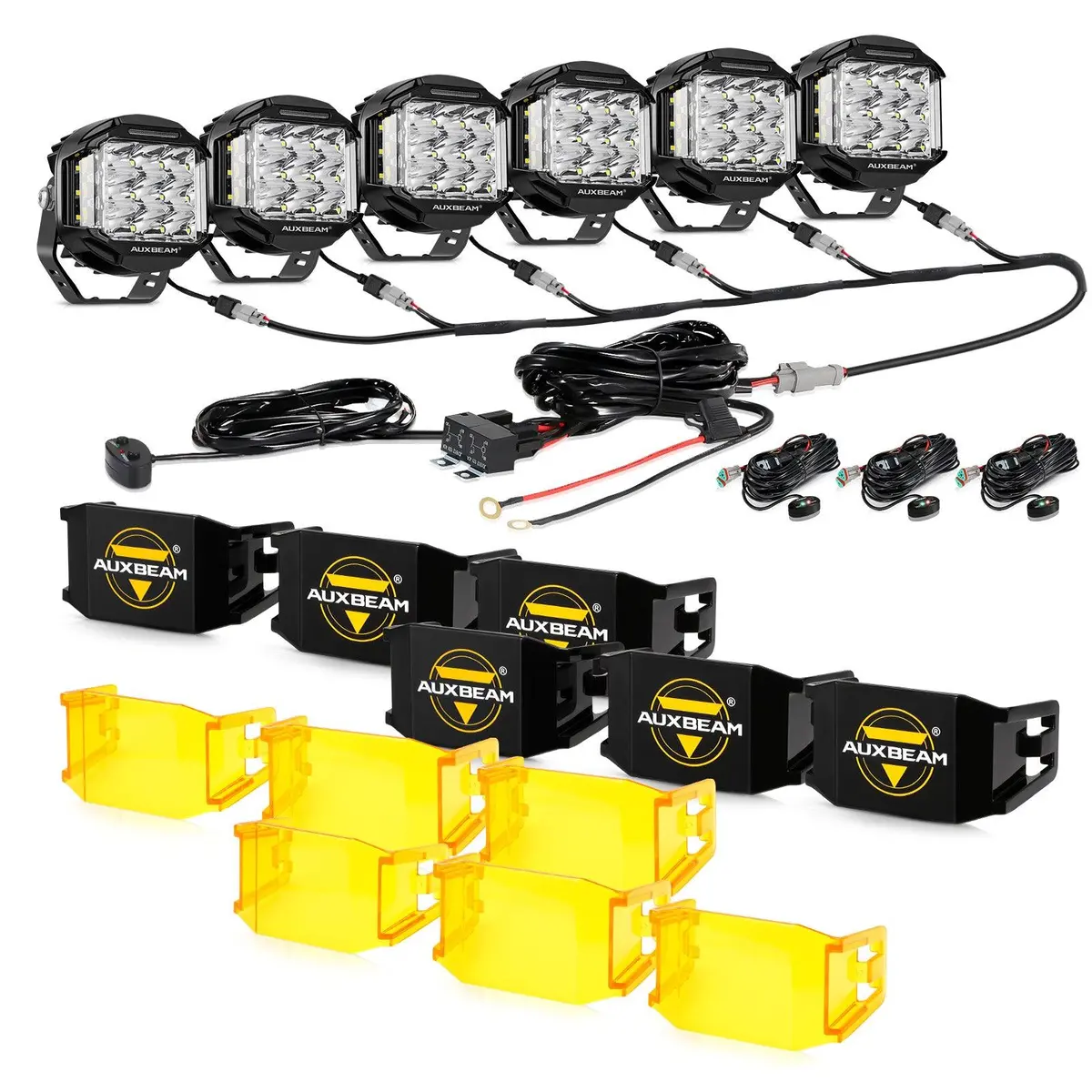 V-Max Series 6Pcs Side Shooter Pod Lights With Power Harness 8