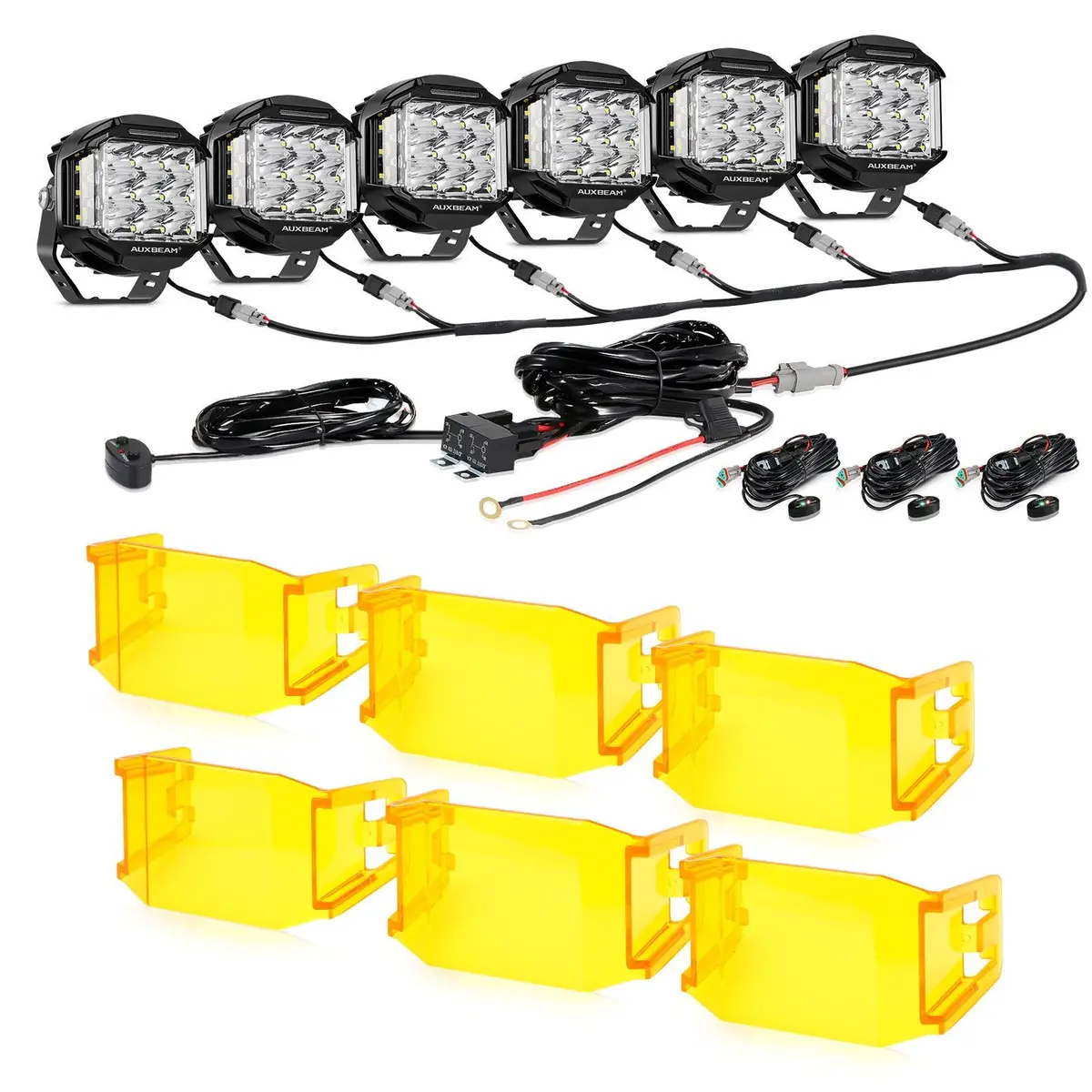 V-Max Series 6Pcs Side Shooter Pod Lights With Power Harness 7