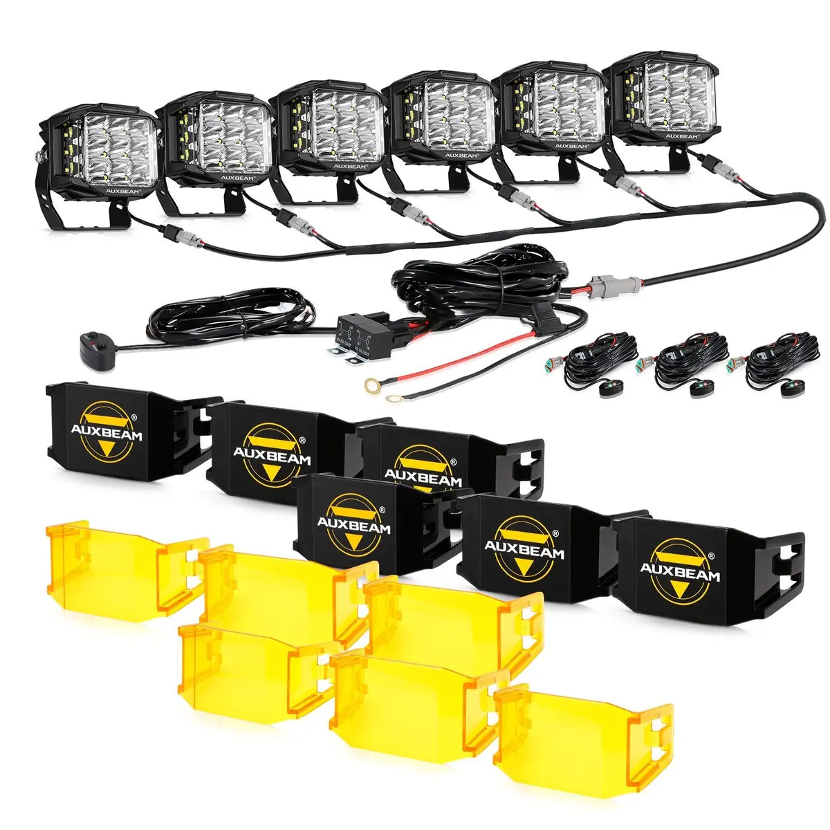 V-Max Series 6Pcs Side Shooter Pod Lights With Power Harness 6