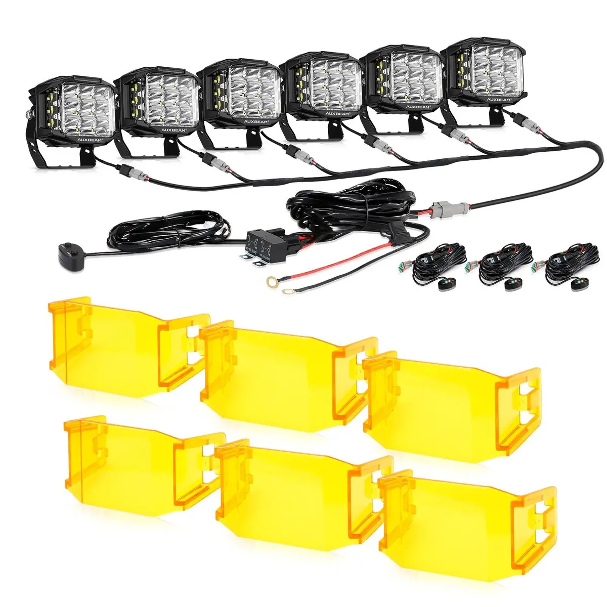 V-Max Series 6Pcs Side Shooter Pod Lights With Power Harness 5