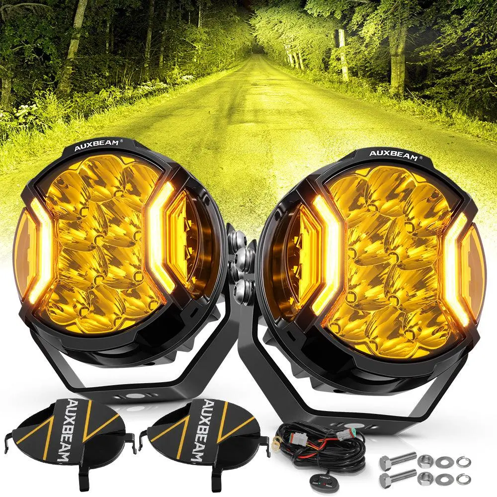 V-Ultra Series  3/5/7/9 Inch Led Side Shooter Amber/White Pod Lights With Amber Drl 1