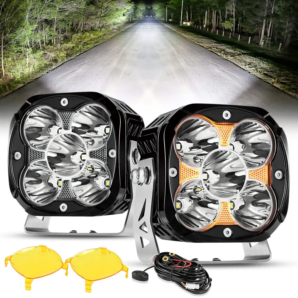 Xp-Ultra Series 4.5 Inch 128W 15200Lm Spot Beam Led Pod Lights Off Road Lights With Amber Drl 1