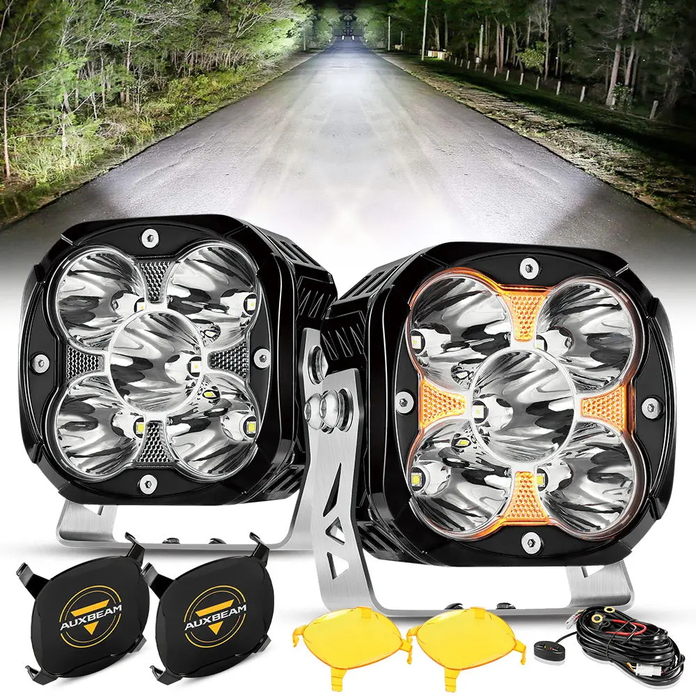 Xp-Ultra Series 4.5 Inch 128W 15200Lm Spot Beam Led Pod Lights Off Road Lights With Amber Drl 2