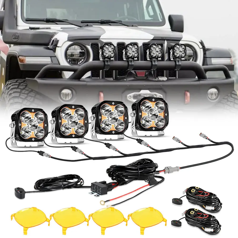 Xp-Ultra Series 4.5 Inch 128W 15200Lm Spot Beam Led Pod Lights Off Road Lights With Amber Drl 3
