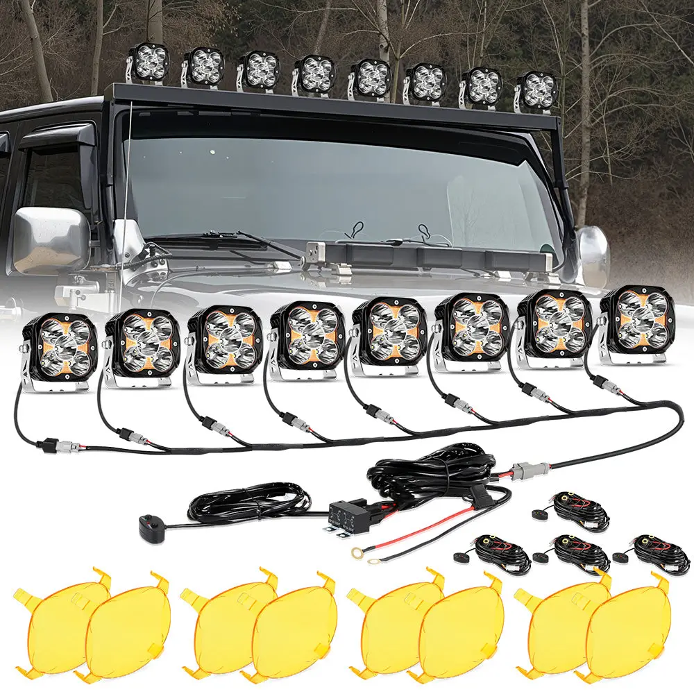 Xp-Ultra Series 4.5 Inch 128W 15200Lm Spot Beam Led Pod Lights Off Road Lights With Amber Drl 7