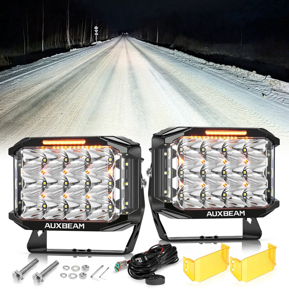 V-Max Series | 7X5 Inch Rectangle 228W 26100Lm Spot Beam Side Shooter Led Driving Lights With Amber Drl&Backlight 1