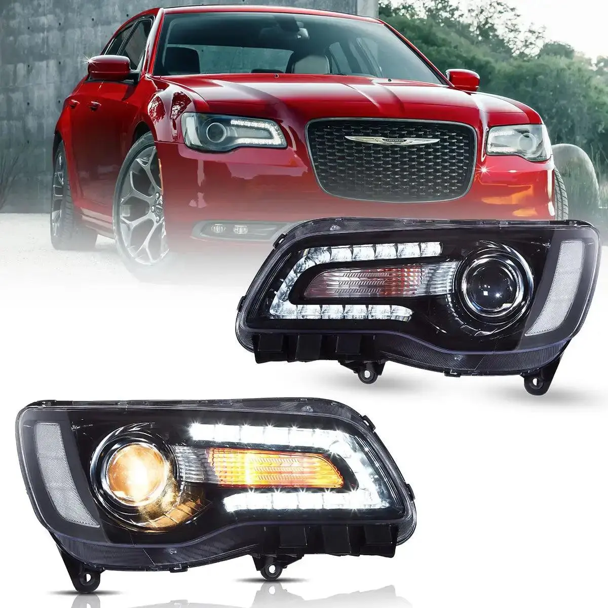 Led Headlight Assembly Dual Beam Projector 2011-Up Chrysler 1