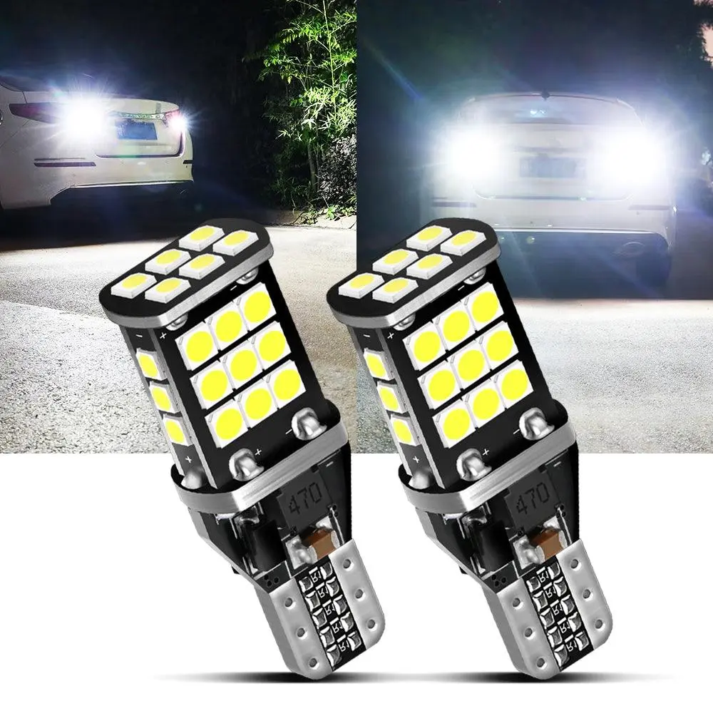 912 921 T15 W16w Led Back-Up/Brake/Tail Light Bulbs 10W 300% High Brightness Can-Bus Error Free 6500K White | 2 Bulbs 1