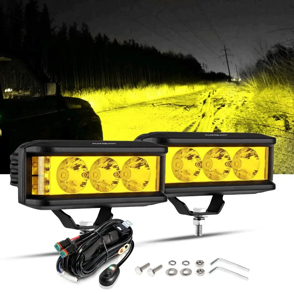 R5 Series | 5 Inch 68W Amber Square Side Shooter Spot Beam Led Pod Lights Led Light Bar 1