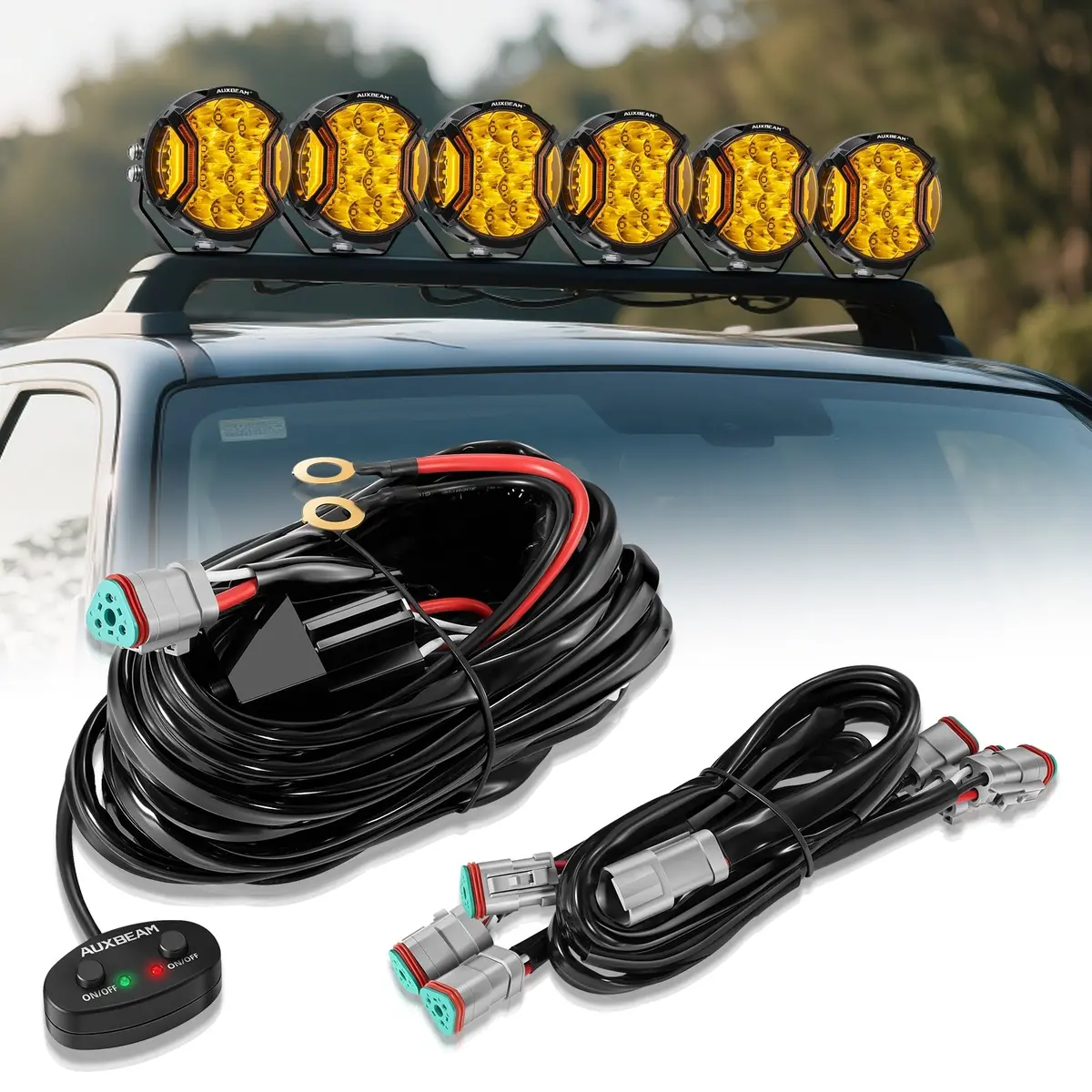 6-Led Pod Light Power Wiring Harness Kit With 3 Pin Dt Plug 1