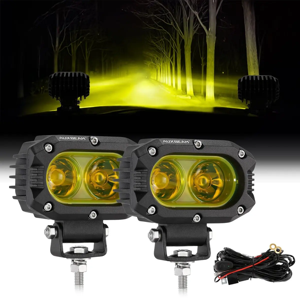 R4 Series | 4 Inch 60W Led Pods Light Flood Beam Amber Light 1