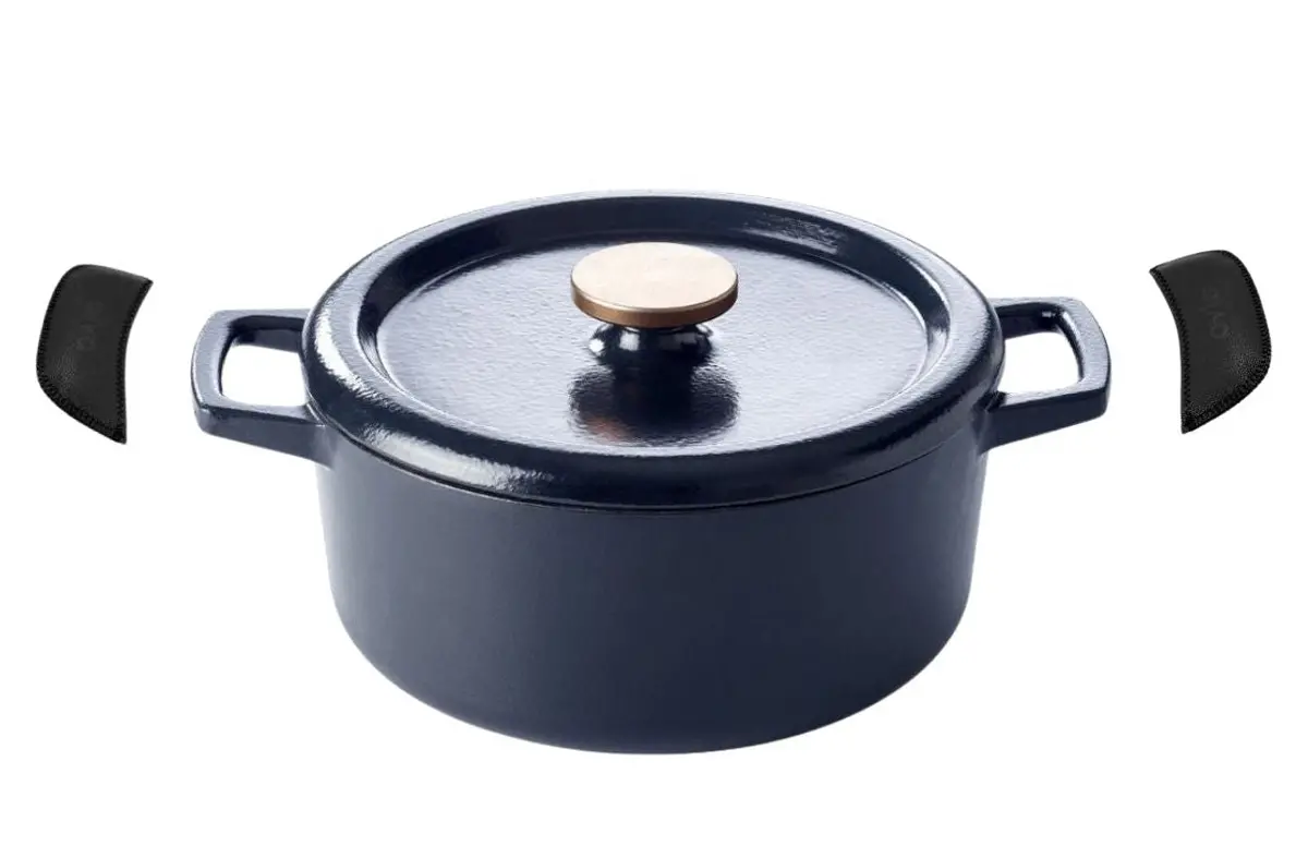 Alva Braadpan Met Deksel - Dutch Oven Nori Gietijzer Ø 26 Cm + Gratis Handvaten - Geëmailleerde Anti-Aanbaklaag 1