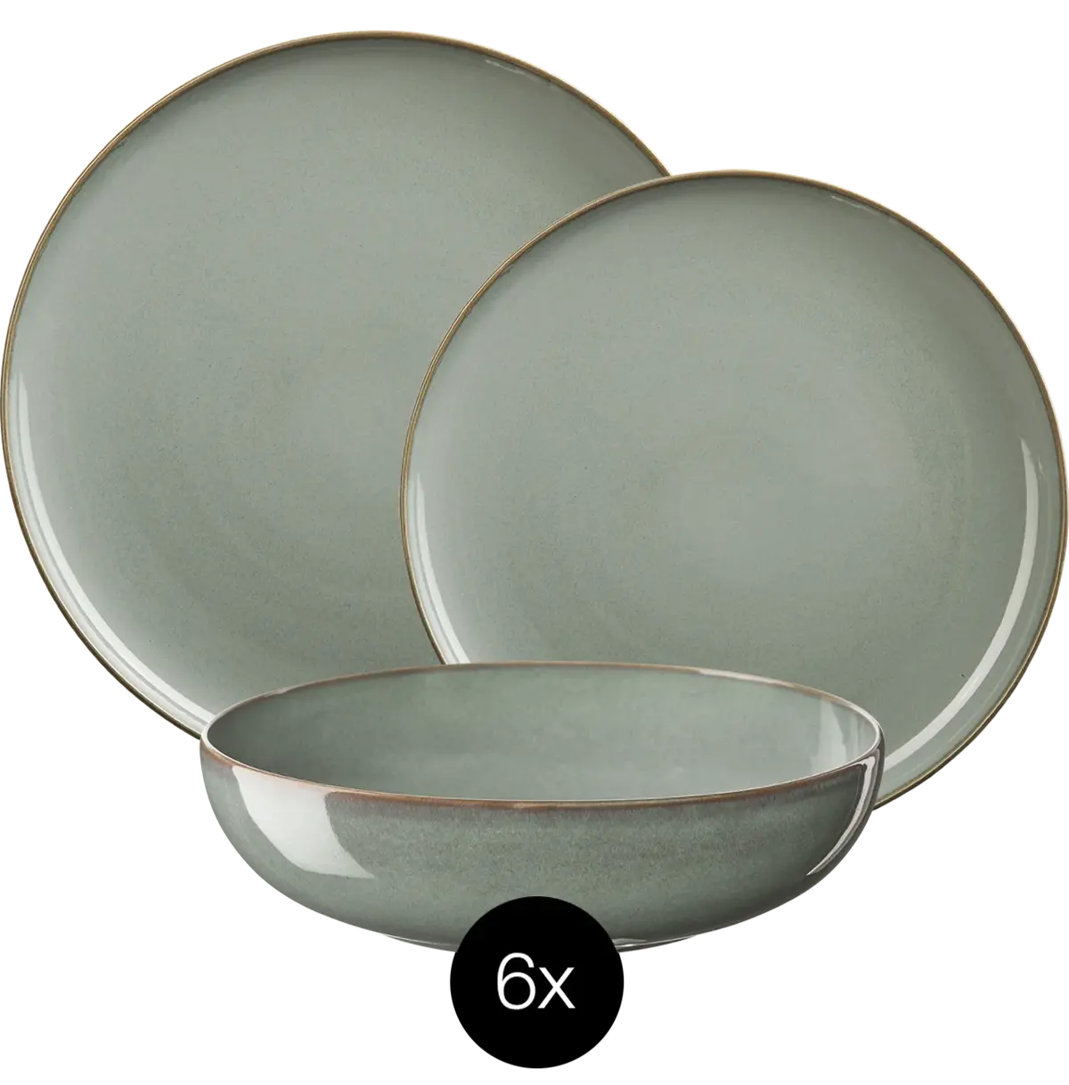 Asa Selection Serviesset Saisons - Eucalyptus 18 Delig / 6 Personen - 6 Dinerborden, 6 Kommen En 6 Ontbijtborden 1