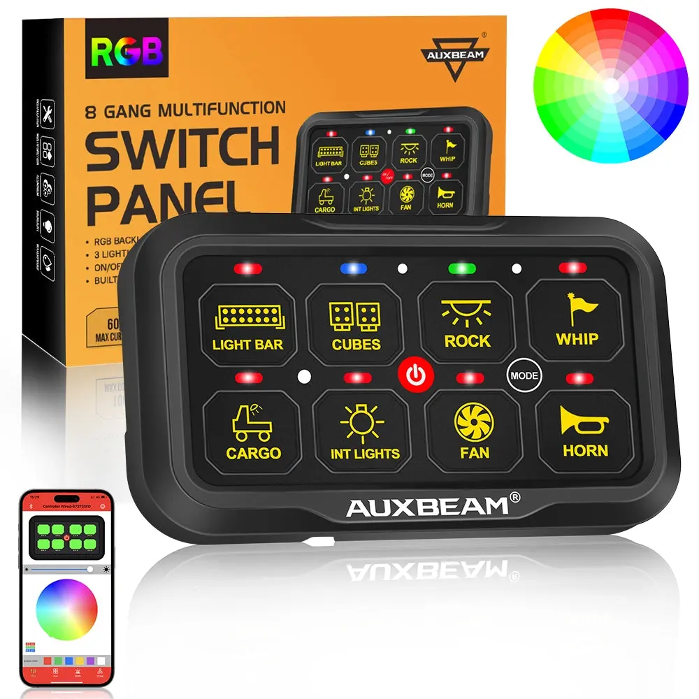 Ar Series 8 Gang (Ar-820) Rgb Switch Panel With App, Toggle/ Momentary/ Pulsed Mode Supported (Two-Sided Outlet) 1