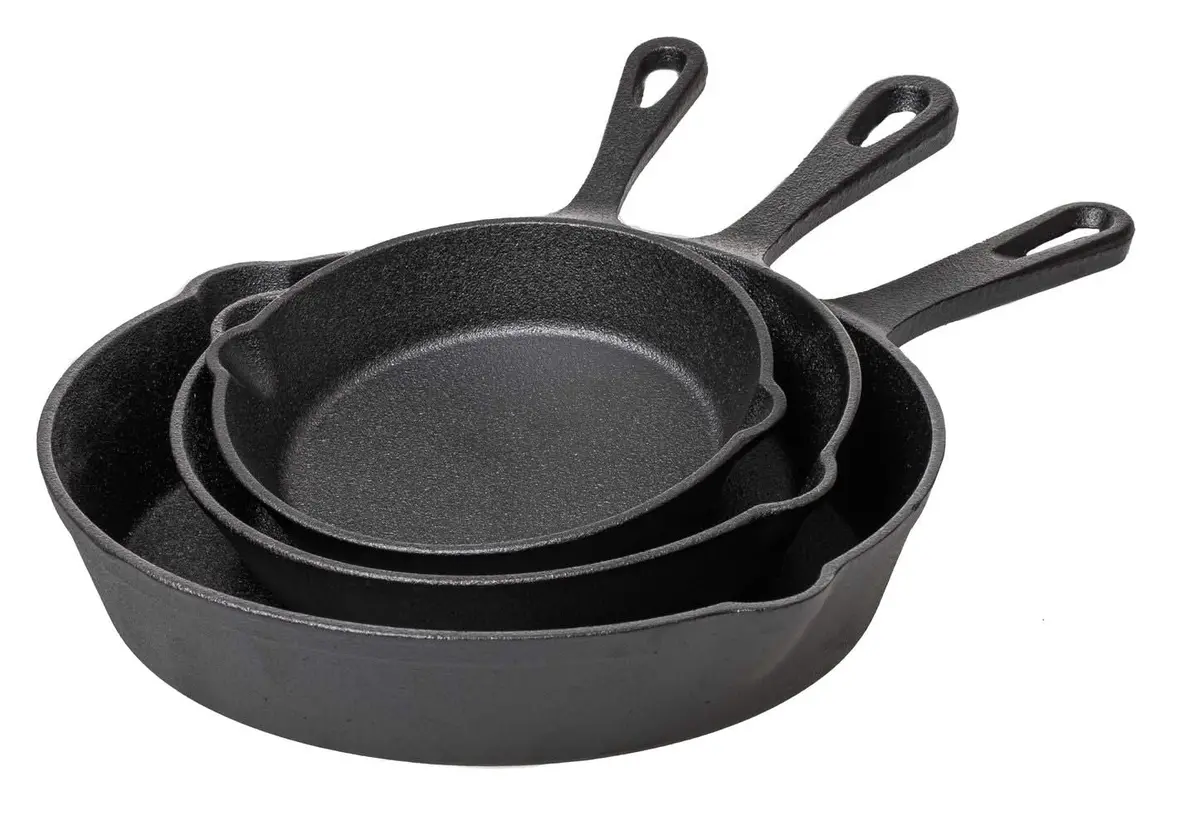 Blackwell Koekenpannenset Skillets Gietijzer 3-Delig Ø 16, 20 & 25 Cm - Geschikt Voor Alle Warmtebronnen - Zonder Anti-Aanbaklaag 1