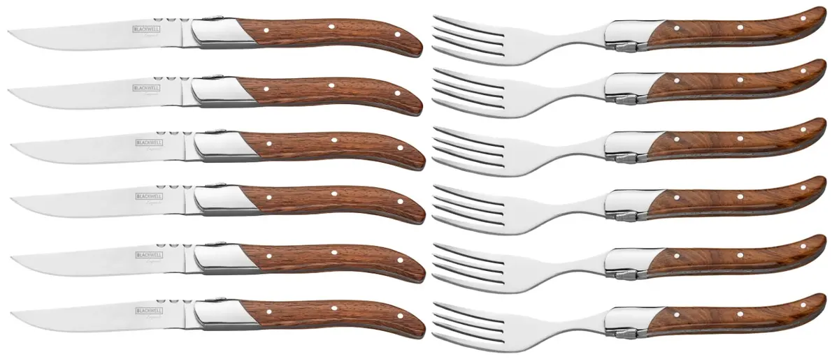 Blackwell Steakbestek Laguiole - Steakmessen & Steakvorken - Rozenhout - 12 Stuks 1