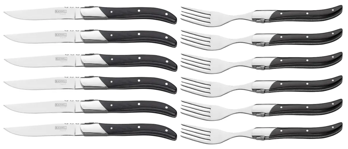 Blackwell Steakbestek Laguiole - Steakmessen & Steakvorken - Pakkahout - 12 Stuks 1