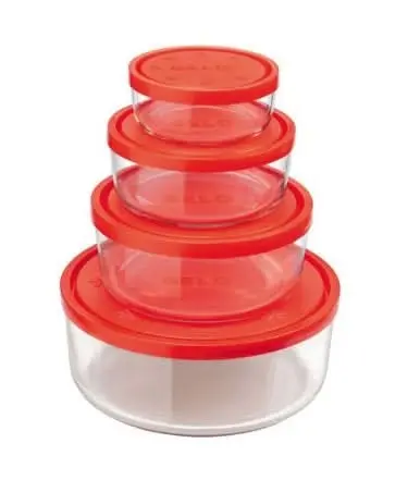 Bormioli Rocco Vershoudbakjes Frigoverre - Glas - Rood 4-Delig 1