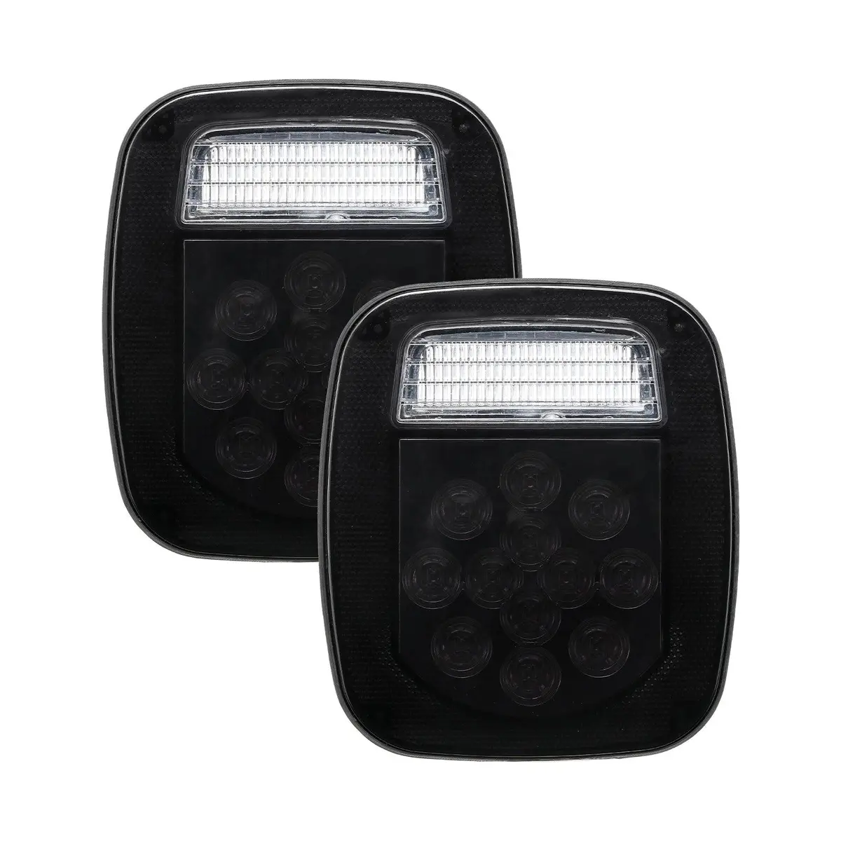 (2Pcs/Set) Universal Tail Lights 39Leds Smoked Black For Wrangler Yj Tj Cj Truck Trailer Van Boat 1