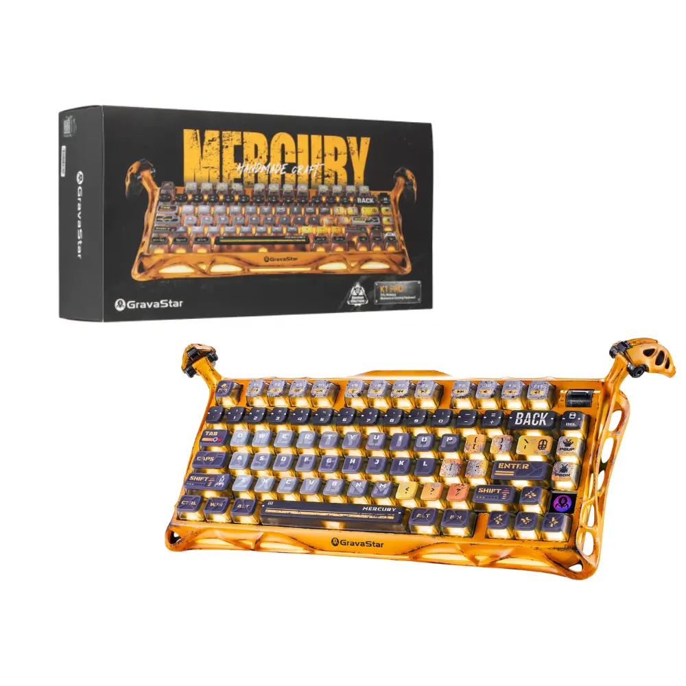 Gravastar Mercury K1 Pro Special Edition Gaming Keyboard - Battle-Worn Yellow 1
