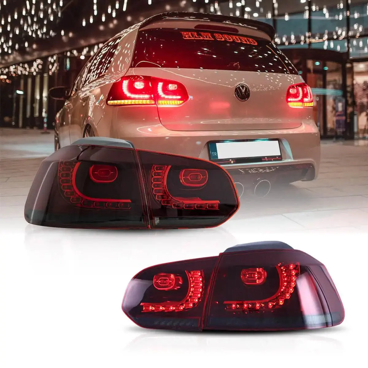 Led Tail Light Assembly With Amber Sequential Turn Signal For 2008-2014 Vw Golf 6Th Gen Mk6 Hetchback 2