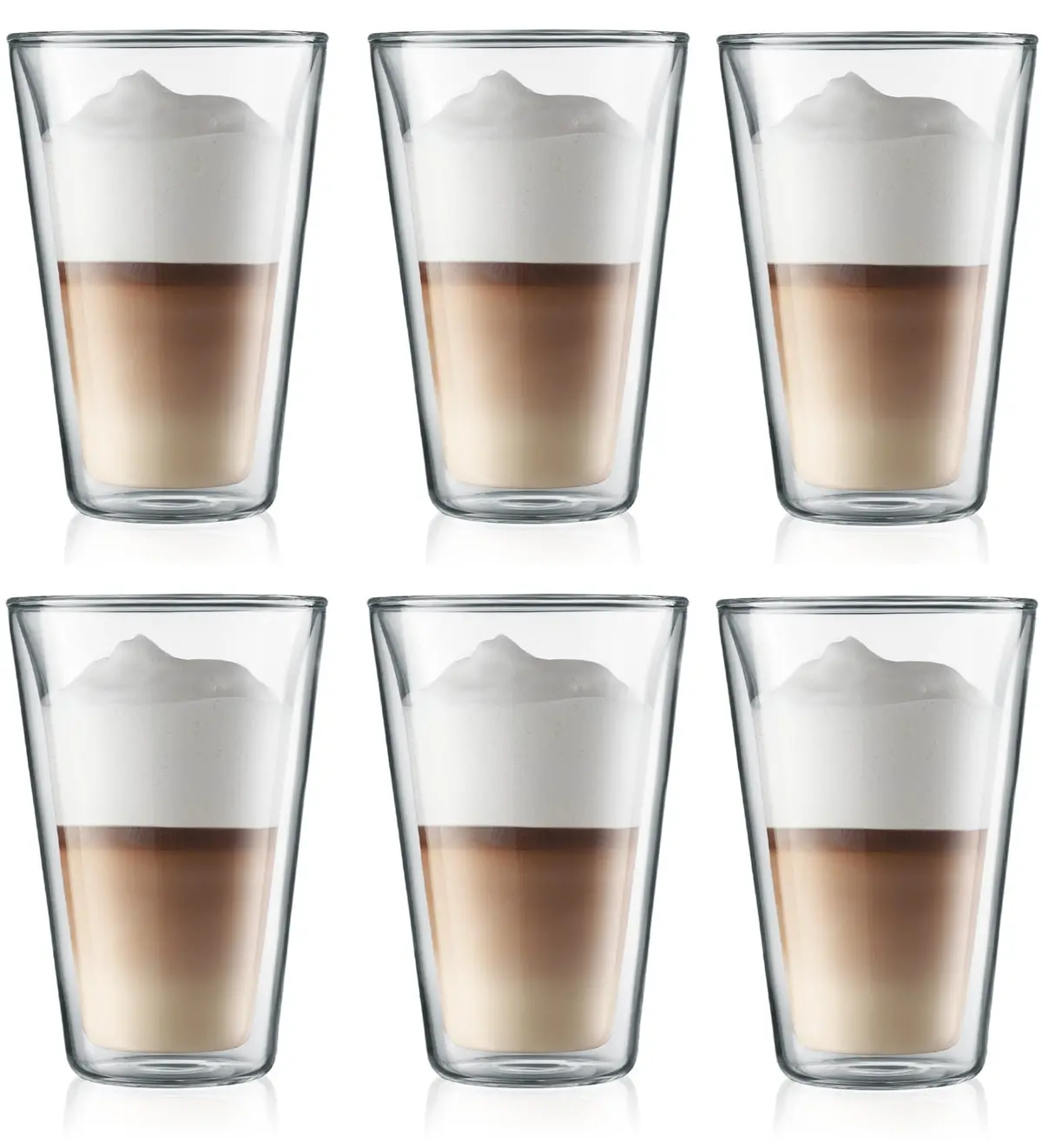Bodum Dubbelwandige Latte Macchiato Glazen Canteen - Gepatenteerd Ventiel - 400 Ml - 6 Stuks 1
