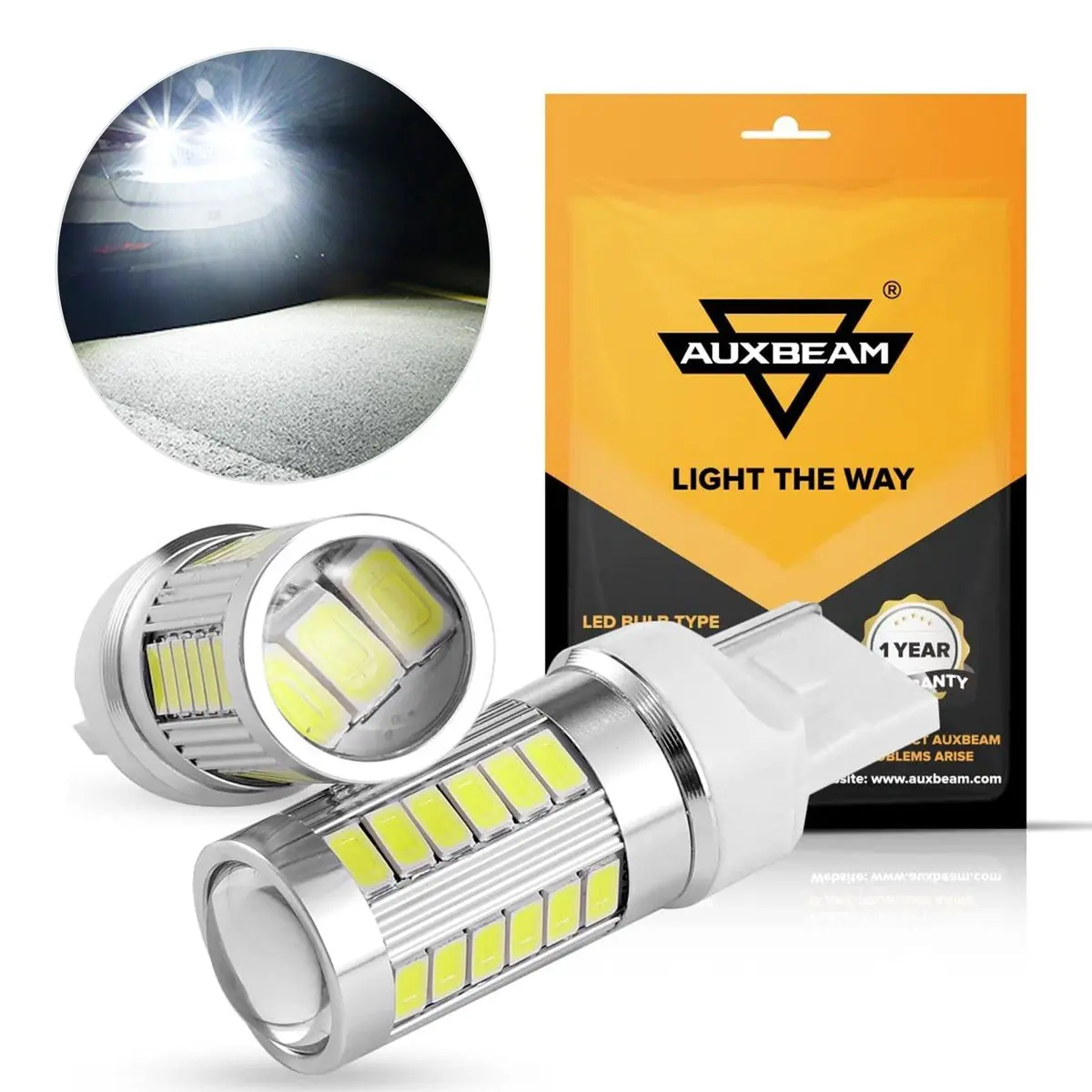7440 7440A Led Backup Reverse/Turn Signal/Brake Tail Light Bulbs 20W 4000Lm 6500K White 33Led Series | 2 Bulbs 1