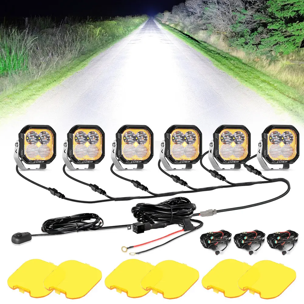Color Play Series 3 Inch 100W Led Pod Lights Off Road Lights With White Drl & Amber Turn Signal Lights 32